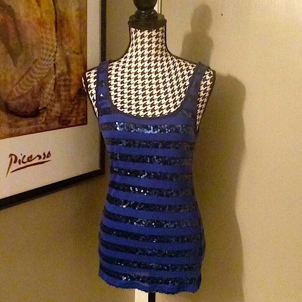 OLD NAVY  Blue Sequined Tank Top Size Juniors XS